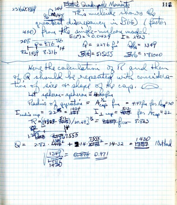 Notes re: "Electric Quadrupole Moment." Page 116. November 23, 1969