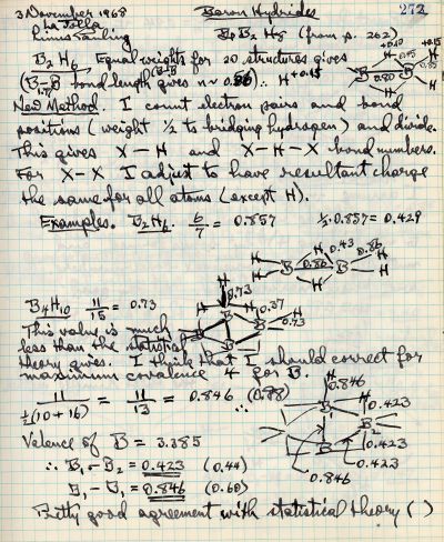 Notes re: "Boron Hydrides" Page 272. November 3, 1968