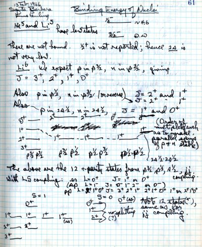 Notes re: Binding Energy of Nuclei Page 1. February 13, 1966