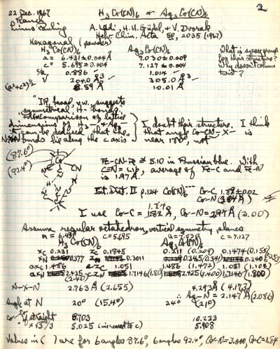Notes re: Structure of H3Co(CN)6 and Ag3Co(CN)6. Page 2. December 22, 1967