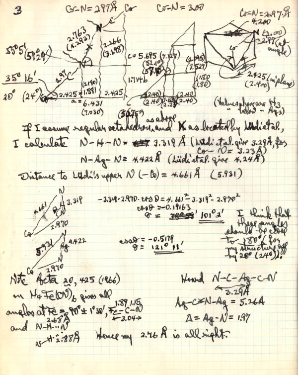Notes re: Structure of H3Co(CN)6 and Ag3Co(CN)6. Page 3. December 22, 1967