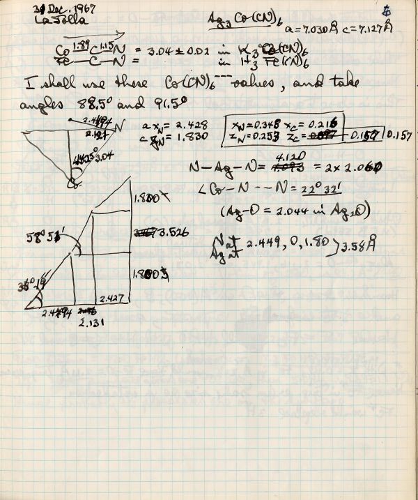 Notes re: Structure of H3Co(CN)6 and Ag3Co(CN)6. Page 7. December 31, 1967