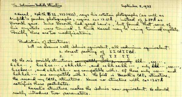 Notes re: the Cadmium Iodide structure. Page 24. September 5, 1933