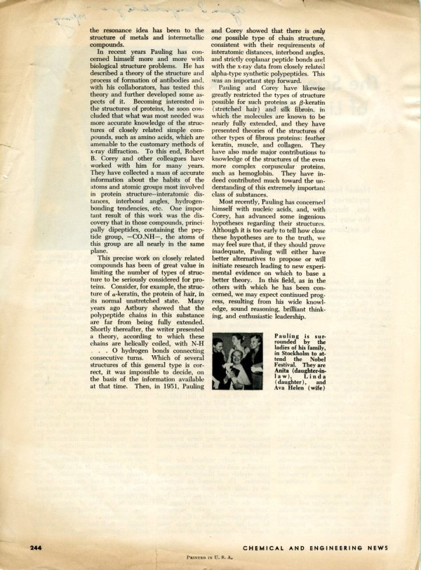 "The Scientific Work of Linus Pauling" Page 2. January 17, 1955