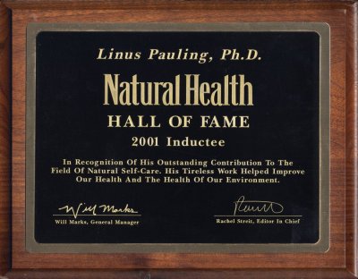 fame hall awards plaque pauling natural health california magazine museum