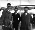 Linus Pauling, Werner Kuhn, and Wolfgang Pauli traveling by boat in Europe.