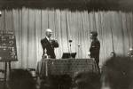 Linus Pauling lecturing on sickle cell anemia, Kyoto, Japan.