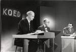Linus Pauling debating Edward Teller on the topic of nuclear fallout: "The Nuclear Bomb Tests...Is Fallout Overrated?" KQED-TV, San Francisco.
