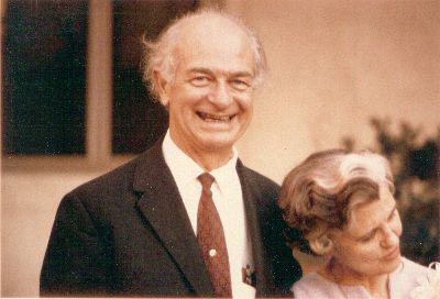 Linus and Ava Helen Pauling at a Nobel Peace Prize celebration held for them by the Caltech Biology Department. Picture. December 1963