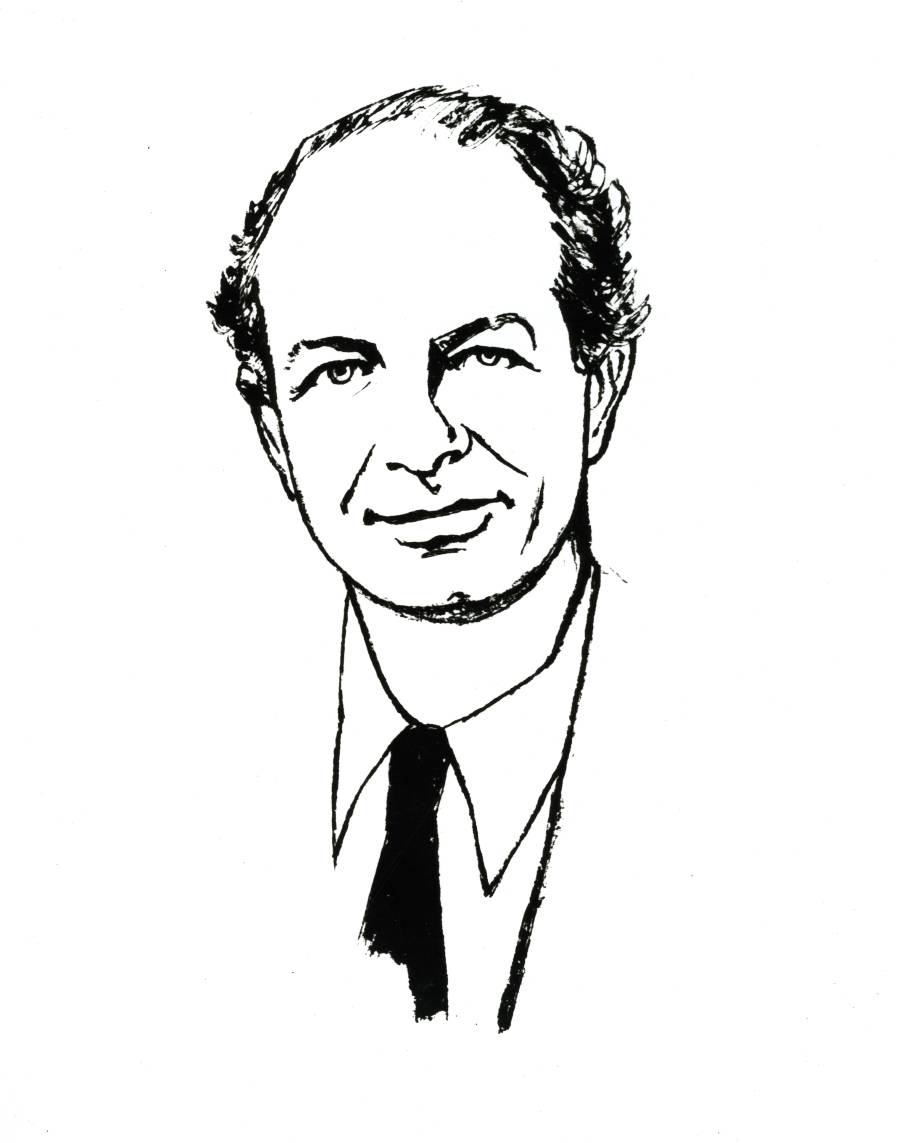 Line drawing of Linus Pauling.