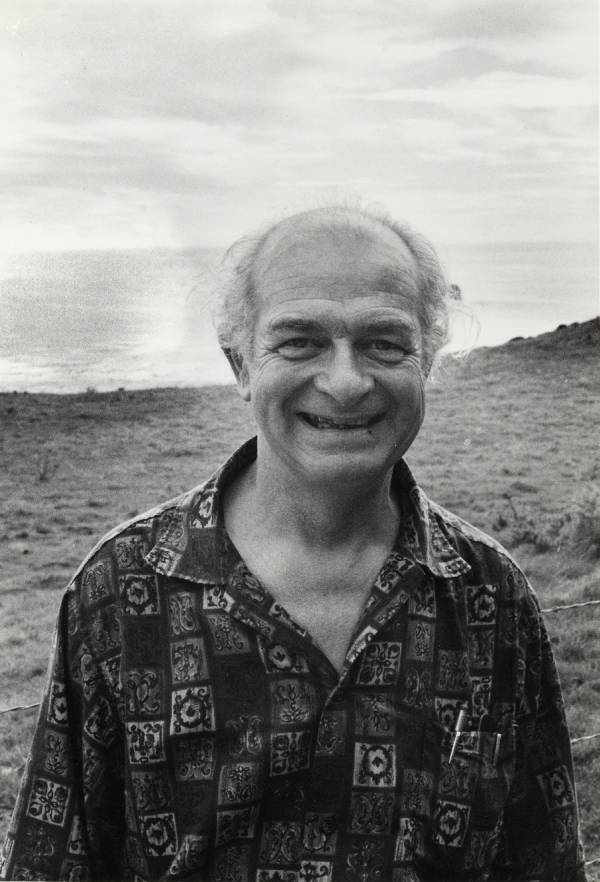 Linus Pauling on the beach at Big Sur, California.