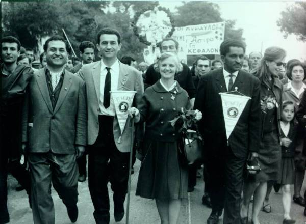 Ava Helen Pauling participating in the Marathon to Athens Peace March, Greece.