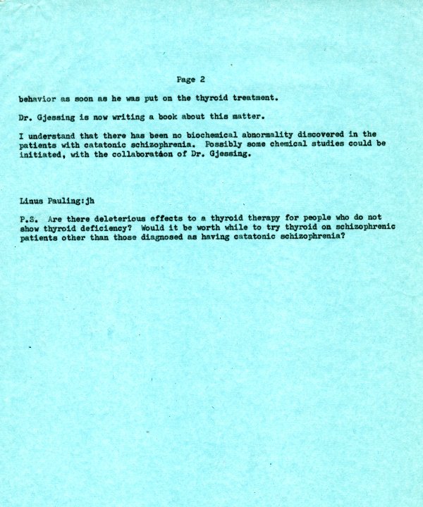 Letter from Linus Pauling to Kenneth Shaw and Thomas Perry. Page 2. May 15, 1961