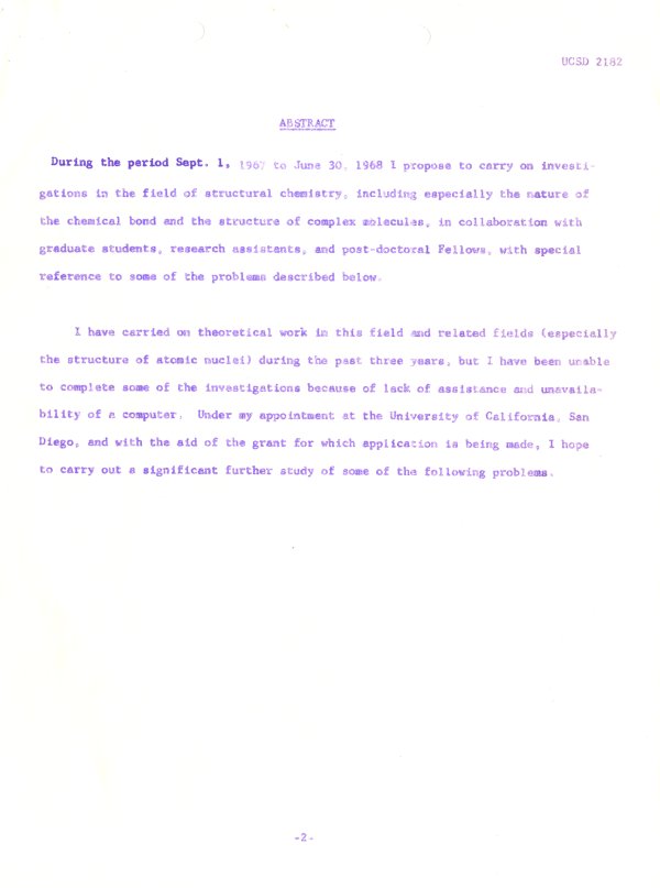 "Request for Extramural Support." Page 3. June 21, 1967