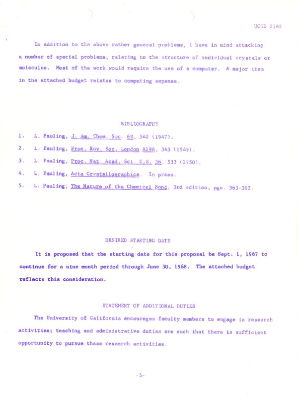 "Request for Extramural Support." Page 6. June 21, 1967