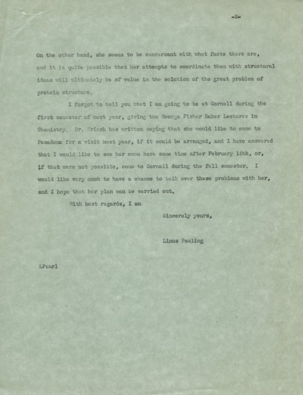 Letter from Linus Pauling to Warren Weaver. Page 2. March 6, 1937