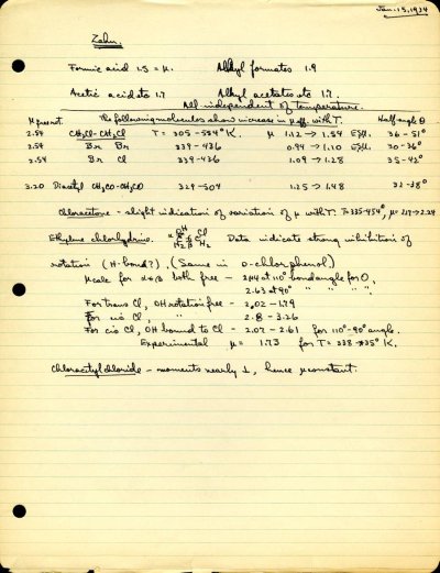 Notes re: the impact of temperature upon μ eff. in various compounds Page 1. January 15, 1934