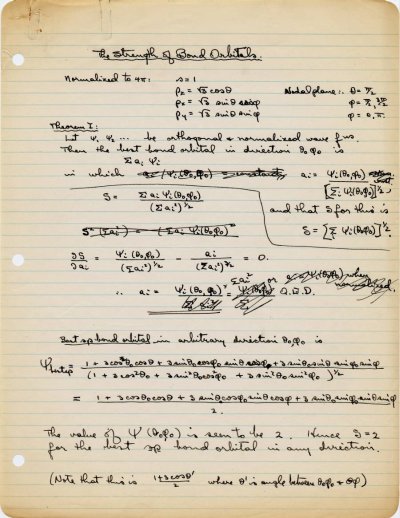 "The Strength of Bond Orbitals." Page 1. 1934