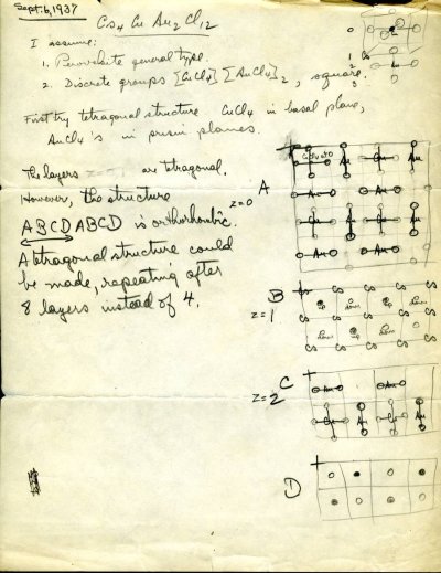 "Cs4CuAu2Cl12" Page 1. September 6, 1937