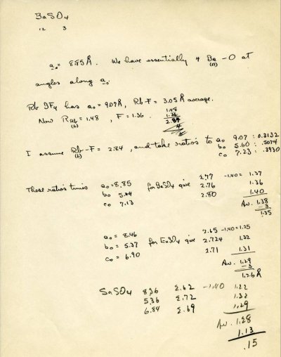 Notes re: the structure of BaSO4 Page 1. 1937