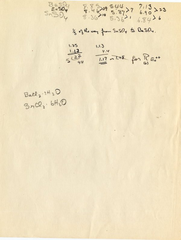 Notes re: the structure of BaSO4 Page 2. 1937