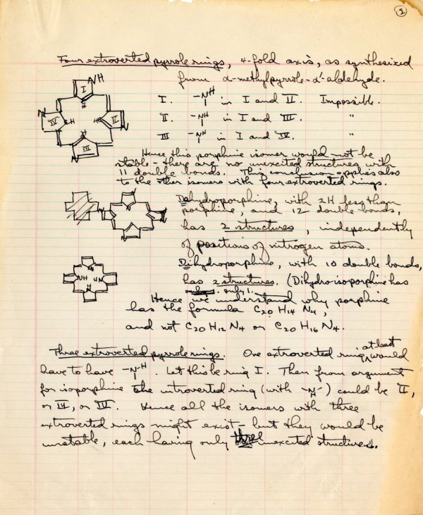"Determination of Number of Unexcited Electron Structures for Porphyrins." Page 2. June 4, 1944