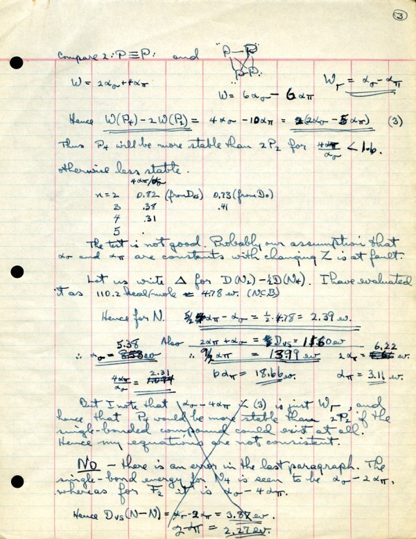 "Dissociation Energies of Elementary Diatomic Molecules." Page 3. April 17, 1949