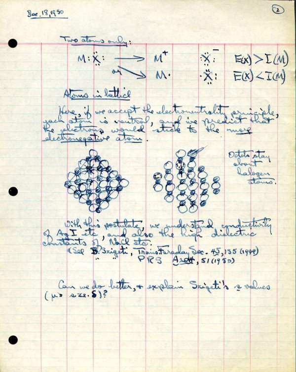 Notes by Linus Pauling concerning the electroneutrality principle. Page 2. December 16, 1950
