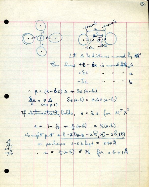 Notes by Linus Pauling concerning the electroneutrality principle. Page 3. December 16, 1950