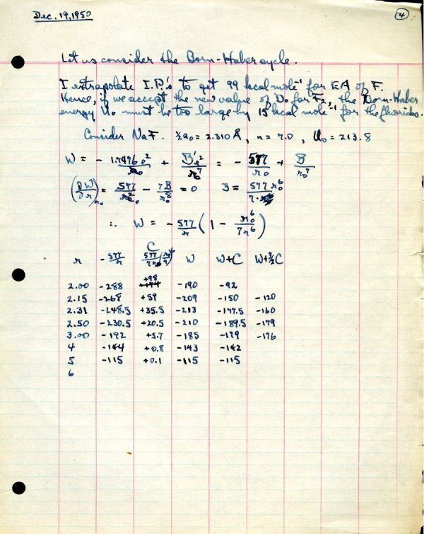 Notes by Linus Pauling concerning the electroneutrality principle. Page 4. December 16, 1950