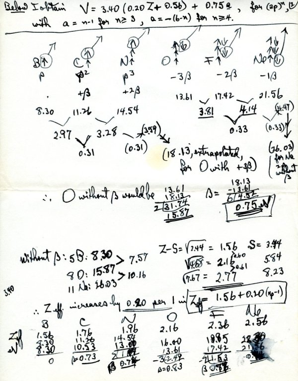 Manuscript Notes: "Treatments of Ionization Energies." Page 2. July 15, 1963