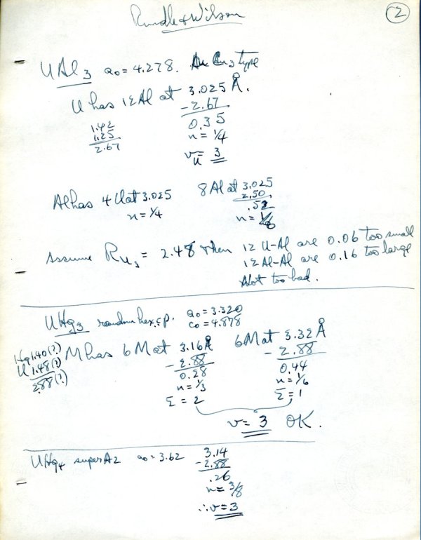 Notes re: compounds of Uranium and Thallium. Page 2. August 9, 1949