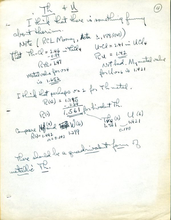 Notes re: compounds of Uranium and Thallium. Page 4. August 9, 1949