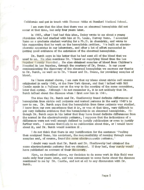 Letter from Linus Pauling to C. Lockard Conley. Page 2. November 17, 1969