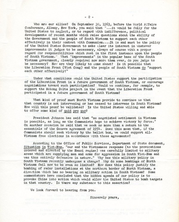Letter from Linus Pauling to McGeorge Bundy. Page 2. June 7, 1963