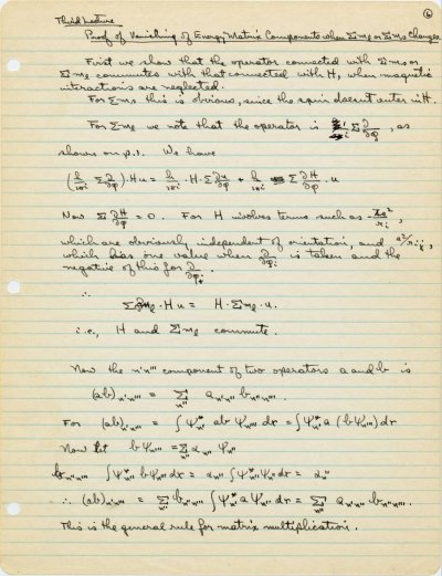 Lecture Notes: Wave Mechanics, Second Term, Ch 156b. Page 6. 1932