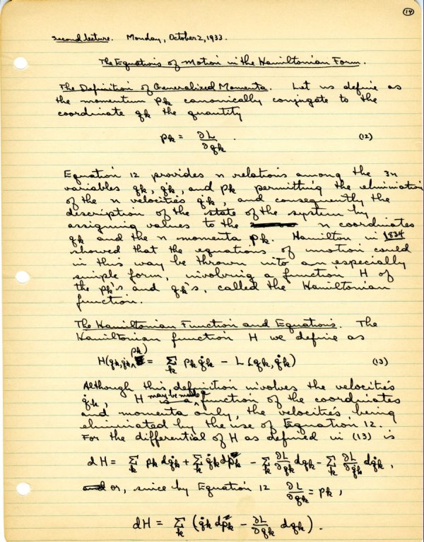 Examinations, Lecture Notes: Introduction to Quantum Mechanics with Chemical Applications, Ch 156a, Ch 156b, Ch156c Page 14. 1933 - 1934