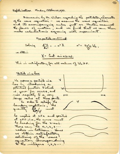 Examinations, Lecture Notes: Introduction to Quantum Mechanics with Chemical Applications, Ch 156a, Ch 156b, Ch156c Page 32. 1933 - 1934