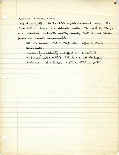 Examinations, Manuscript Lecture Notes: Crystal Structure, Ch 157a, Ch 157b, Fall 1934 - Winter 1935. 1935 Notes - Page 5. 1932 - 1935