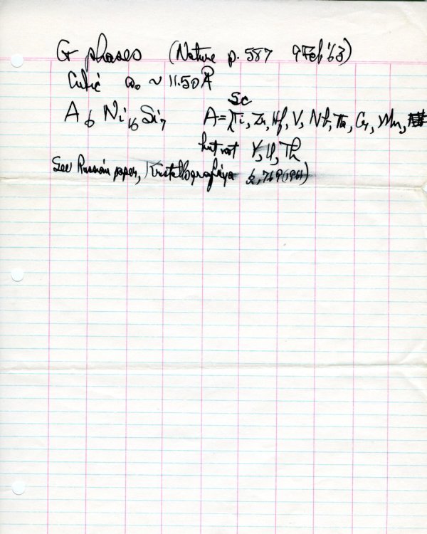 Notes re: G Phases Page 1. February 9, 1963