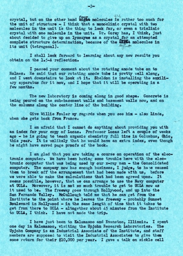 Letter from Linus Pauling to Peter Pauling. Page 3. September 14, 1954