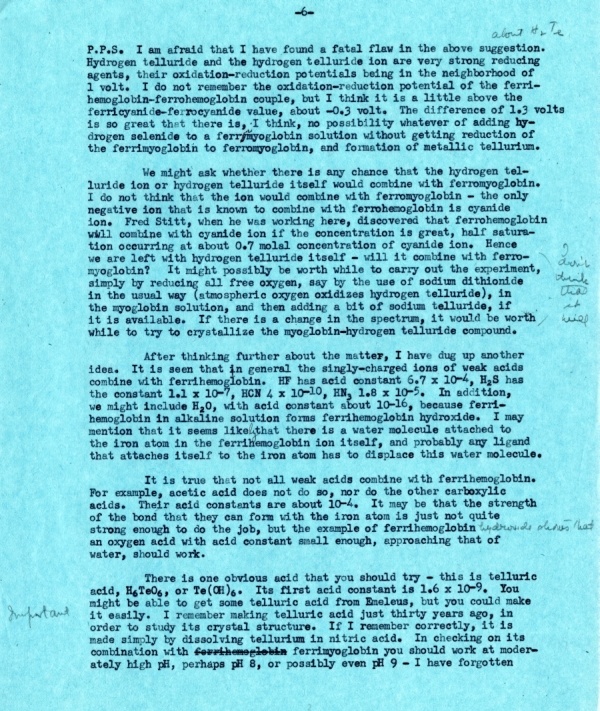 Letter from Linus Pauling to Peter Pauling. Page 6. September 14, 1954