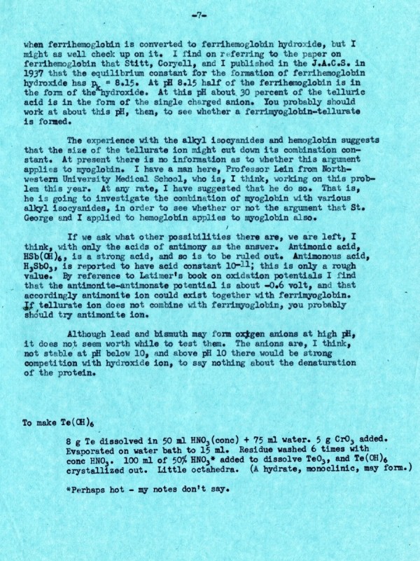 Letter from Linus Pauling to Peter Pauling. Page 7. September 14, 1954