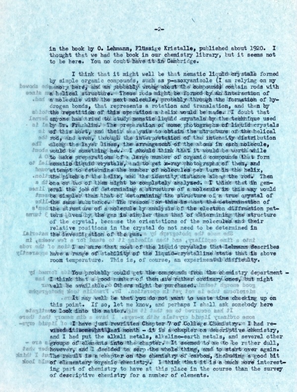 Letter from Linus Pauling to Peter Pauling. Page 2. October 12, 1954