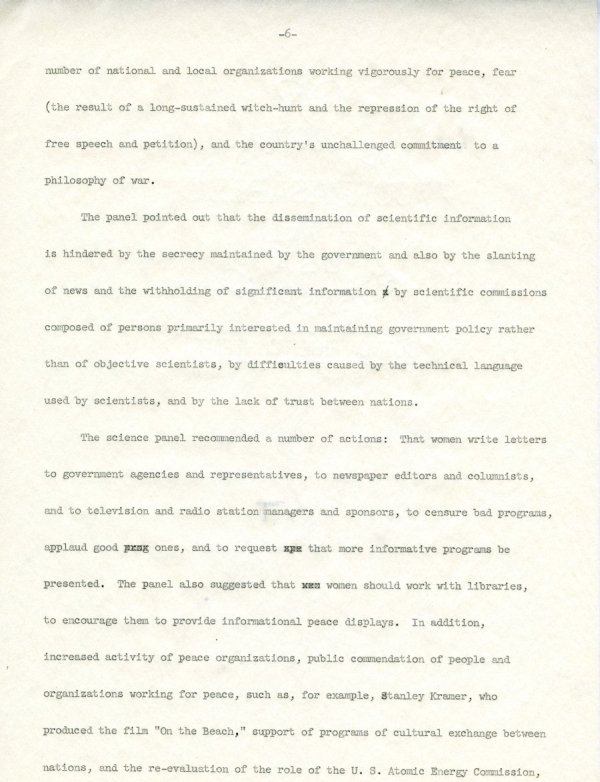 "Your Family's Stake in Disarmament: A Women's Conference." Page 6. April 23, 1960