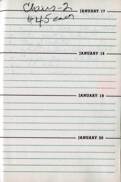 Diary and Daily Reminder. Page 5. 1954