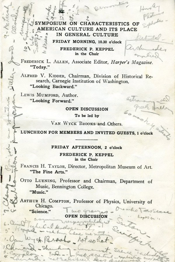 American Philosophical Society Meeting Program. Page 5. April 1940
