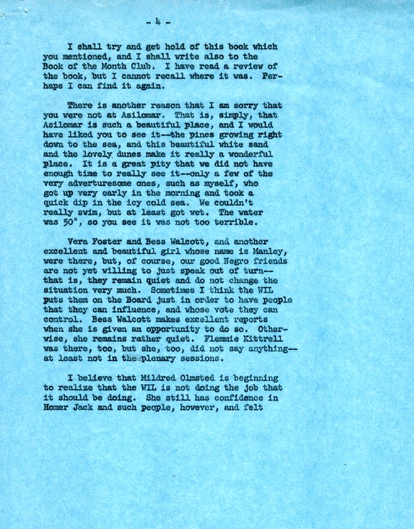 Letter from Ava Helen Pauling to Virginia Durr. Page 4. July 18, 1962