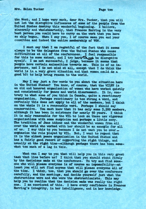 Letter from Ava Helen Pauling to Helen Tucker. Page 2. October 11, 1962