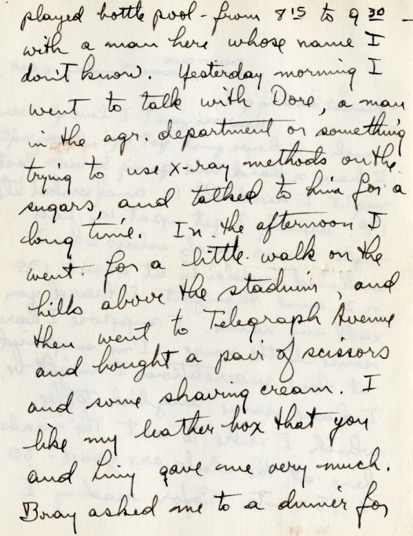 Letter from Linus Pauling to Ava Helen Pauling. Page 2. April 5, 1931